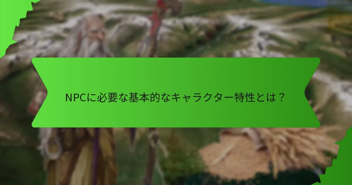 NPCの物語を豊かにする背景要素とは？